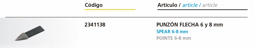 Punzón Flecha. Medidas. Punzón Flecha. Medidas.