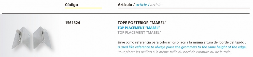 Tope posterior máquina de remachar